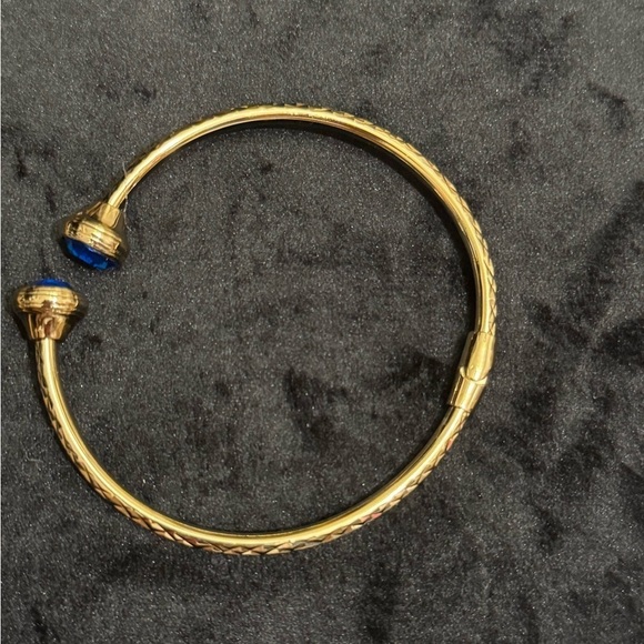 Jewelry - Italian 24KT over 925 Sterling Silver Bangle w/Blue Stone